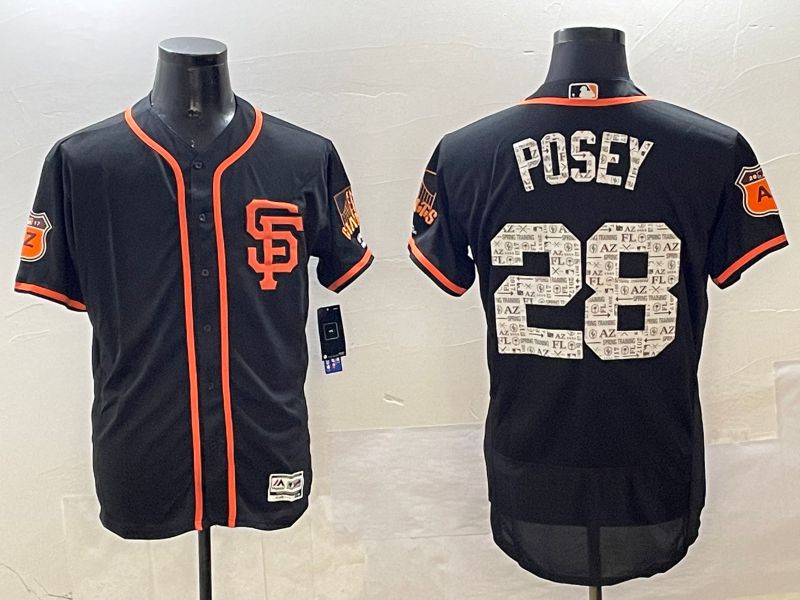 Men San Francisco Giants #28 Posey Black Fashion Elite 2025 Nike MLB Jersey style 1